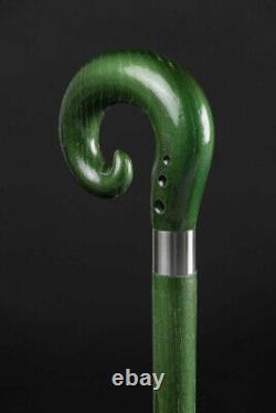 Artisan Cane Color Green Designer Wooden Walking Stick Christmas Gift handmade