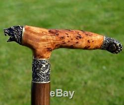 BEAR PAW Canes Walking Sticks Wooden BURL Handmade Men's Accessories Cane
