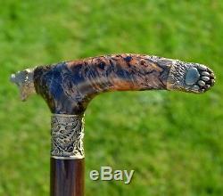 BEAR PAW Canes Walking Sticks Wooden BURL Handmade Men's Accessories Cane NEW