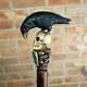 Black Crow & Skull Cane Walking Stick Goth Style Wooden Walking Cane