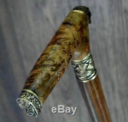 BURL Canes Walking Sticks Wood Reeds Bronze Wooden Handmade Cane Stick Men's #12