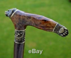 BURL Canes Walking Sticks Wooden Handmade Men's Accessories Cane NEW BEAR PAW
