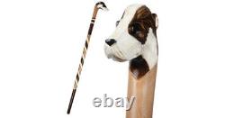Badger terrier carering dane head handle wooden walking stick new handmade style