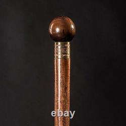 Ball Classic Walking Stick, Wooden Cane for Gift, Hand Carved Hiking Stick