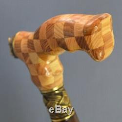 Bear Chess Handle Wooden Handmade Cane Walking Stick Unique Accessories Canes