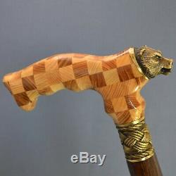 Bear Chess Handle Wooden Handmade Cane Walking Stick Unique Accessories Canes
