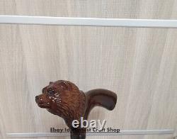 Bear Head Handle Hand Carved Walking Cane Wooden Walking Stick Handmade Style A