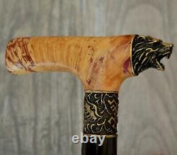 Bear Stabilized Burl Handle Wooden Handmade Cane Walking Stick # A8