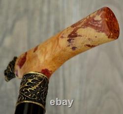 Bear Stabilized Burl Handle Wooden Handmade Cane Walking Stick # A8