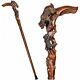Bear Walking Stick Cane Wood Hand Carved Handle Hiking Staff Unique Wooden Art