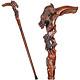 Bear Walking Stick Cane Wood Hand Carved Handle Hiking Staff Unique Wooden Art