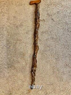 Beautiful Vintage Wooden Handcarved Men's Walking Stick 36.5