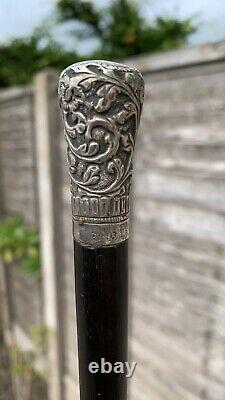 Beautiful Vintage Wooden Silver Topped Walking Stick Cane (C3)