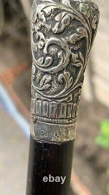 Beautiful Vintage Wooden Silver Topped Walking Stick Cane (C3)
