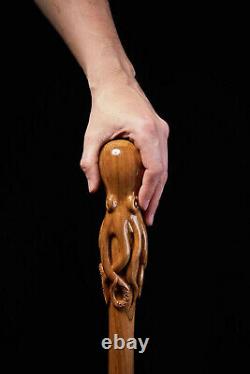 Best look Octopus Head Handle Hand Carved Wooden Walking Cane Stick new designer