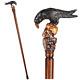 Black Crow & Skull Wooden Walking Cane Stick With Gravestone Detail