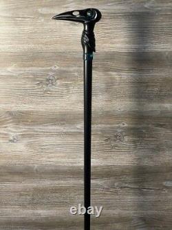 Black Raven Cane Walking Stick Wood Wooden Antique Style Hand carved Designer