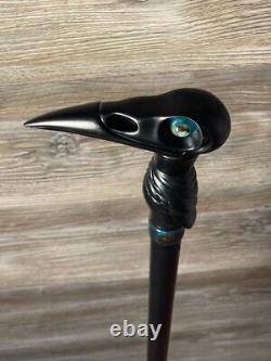 Black Raven Cane Walking Stick Wood Wooden Antique Style Hand carved Designer