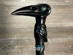 Black Raven Cane Walking Stick Wood Wooden Antique Style Hand carved Designer