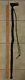 Black Wooden Cane L Shape Top Walking Stick 37 1/2 Sturdy With Leather Strap