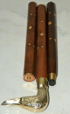 Brass Duck Style Head Handle Walking Stick Cane Shaft 36 Wooden Stick