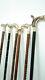 Brass Handle Lot Of 6 Pieces Designer Head Walking Stick Leather Wooden Cane