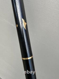 Brass Stone Inlay Scrolling Vine Handle Walking Stick Cane Wooden Artisan 36