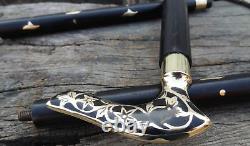 Brass Victorian Head Handle Wooden Vintage Style Walking Stick Cane Designer New