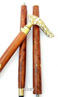 Brass Victorian Style Head Handle Walking Stick Canes Shaft Wooden walking cane