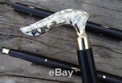 Brass Walking Wooden Stick Cane Victorian Head Handle Vintage Style Handle Gift