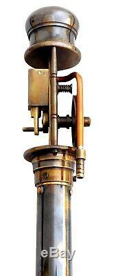 Brass Working Steam Engine Handle Wooden Walking Stick Vintage Antique Canes