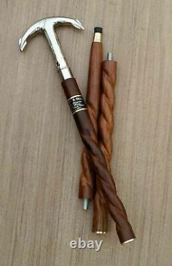 Brass anchor style handle twist wooden walking stick cane x-mas gift