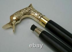 Brass derby style head handle vintage/ black wooden walking stick cane