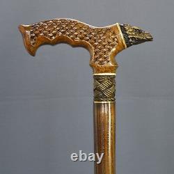 Bronze Dragon Cane Handmade Walking Stick Wooden Unique Men's Accessories Oak