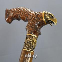 Bronze Eagle Cane Handmade Walking Stick Wooden Unique Men's Accessories Oak