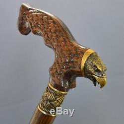Bronze Eagle Cane Handmade Walking Stick Wooden Unique Men's Accessories Oak