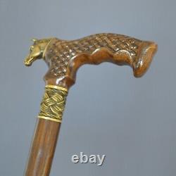 Bronze Horse Cane Handmade Walking Stick Wooden Unique Men's Accessories