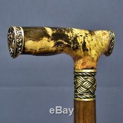 Bronze Stabilized Burl Handle Wooden Handmade Cane Walking Stick Unique Exclusiv
