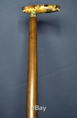 Bronze Stabilized Burl Handle Wooden Handmade Cane Walking Stick Unique Exclusiv