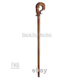 Brown Dragon Cane Design Wooden Walking Stick Hand Carved Cane Xmas Best Gift A