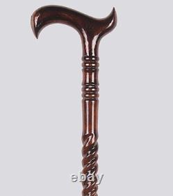 Brown Handmade Spiral Unique Turkish Wooden Walking Stick, High Quality Cane
