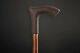 Brown Leather Walking Stick, Elegant Wooden Cane For Gift