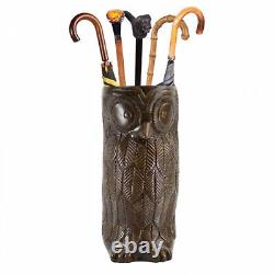 Brown Owl Umbrella & Walking stick Stand Home Decor Wooden Rack for Walking Cane