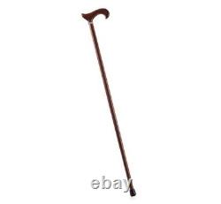 Brown Wooden Walking Stick Cane Derby Grip Ergonomic Handle With Ring Great GIFT
