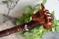 Bull Wooden Hand carved Cane Hand Carved Walking Stick with Animal Motifs Gift