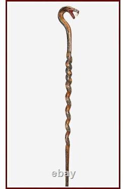 COBRA CANE, Special Handmade Walking Stick, High Quality Handcarved Wooden Cane