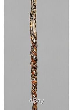 COBRA Walking Cane Stick Wood Wooden Handle Spiral Hand Carved Support OZL23