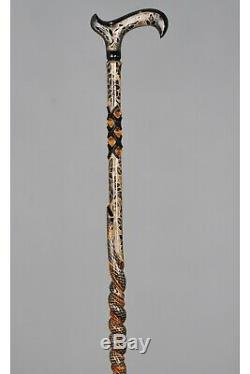 COBRA Walking Cane Stick Wood Wooden Handle Spiral Hand Carved Support OZL23