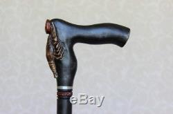 Cancer Wooden cane Carved handle Crab Walking stick Zodiac Cancer Gift Hiki NW54