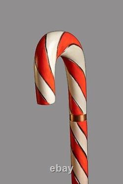 Candy Walking Stick Christmas Style Candy Cane Wooden Handmade Cane